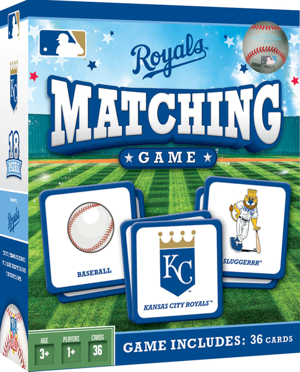 Kansas City Royals kids matching game with 36 cards in the box.