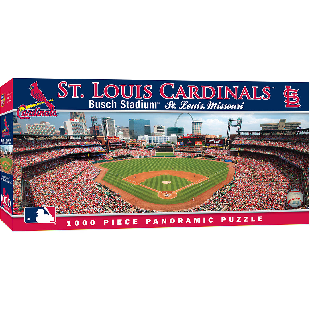 St. Louis Cardinals panoramic puzzle box with stadium view and team logo