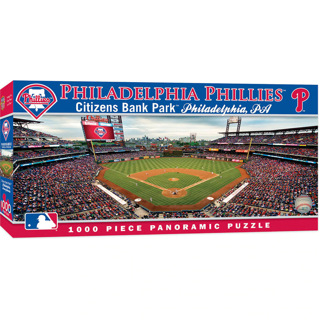 Philadelphia Phillies panoramic puzzle box with stadium image and branding
