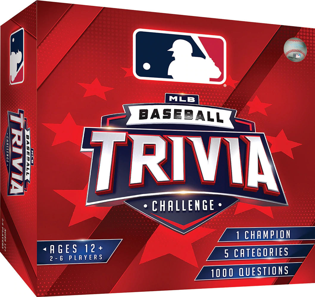 MLB Baseball Trivia Challenge game box with red background and logo