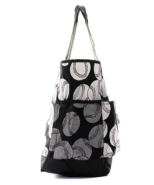 Black bag with baseball pattern on a white background