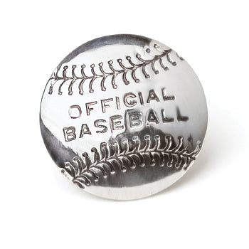 Metallic baseball with 'Official Baseball' engraving on a white background