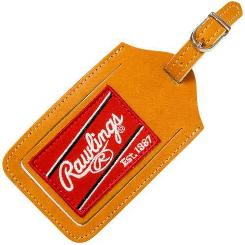Rawlings Heart of the Hide Leather Luggage Tag on white background