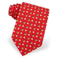 Red tie with baseball glove and ball pattern on a white background