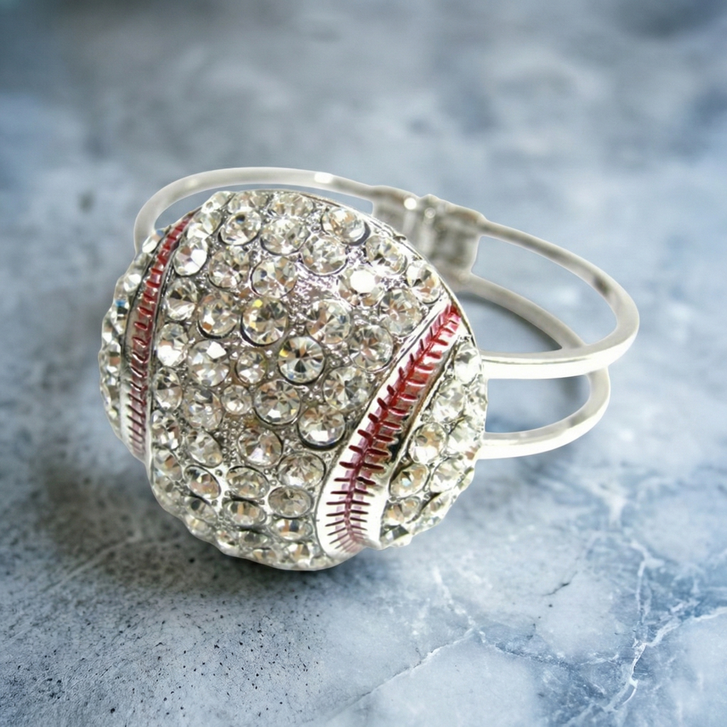 Large Crystal Baseball Cuff Bracelet