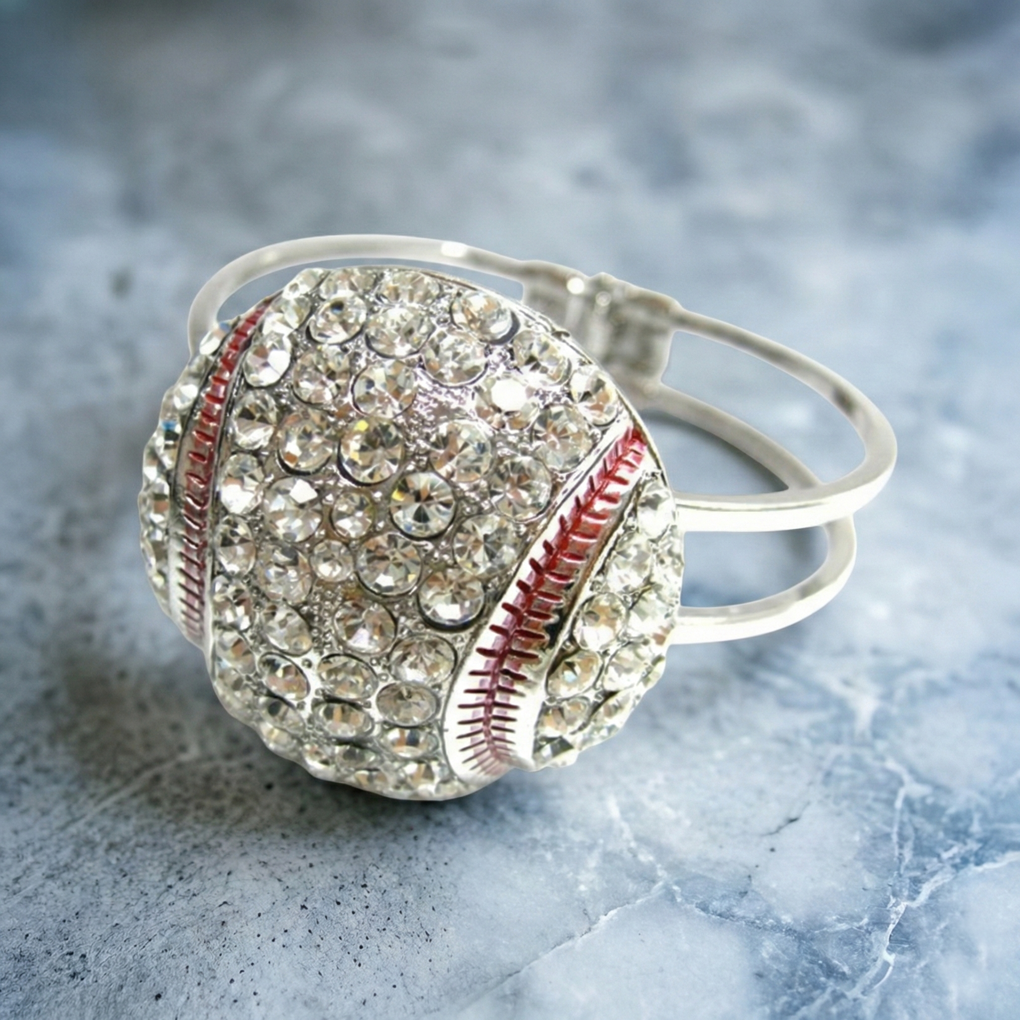 Large Crystal Baseball Cuff Bracelet