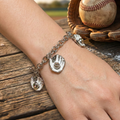 White Gloves Crystal Baseball Charm Bracelet