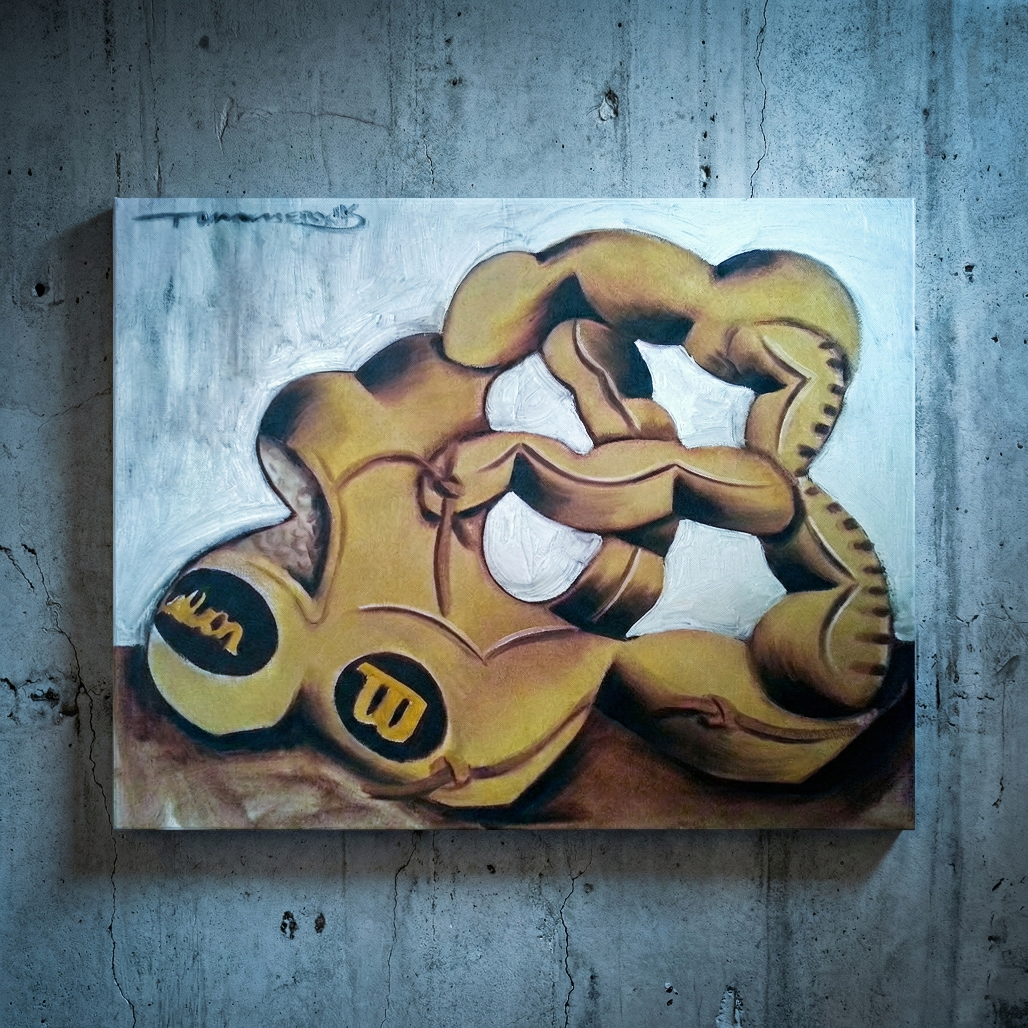 Baseball Glove Original Painting on Canvas by tommervik
