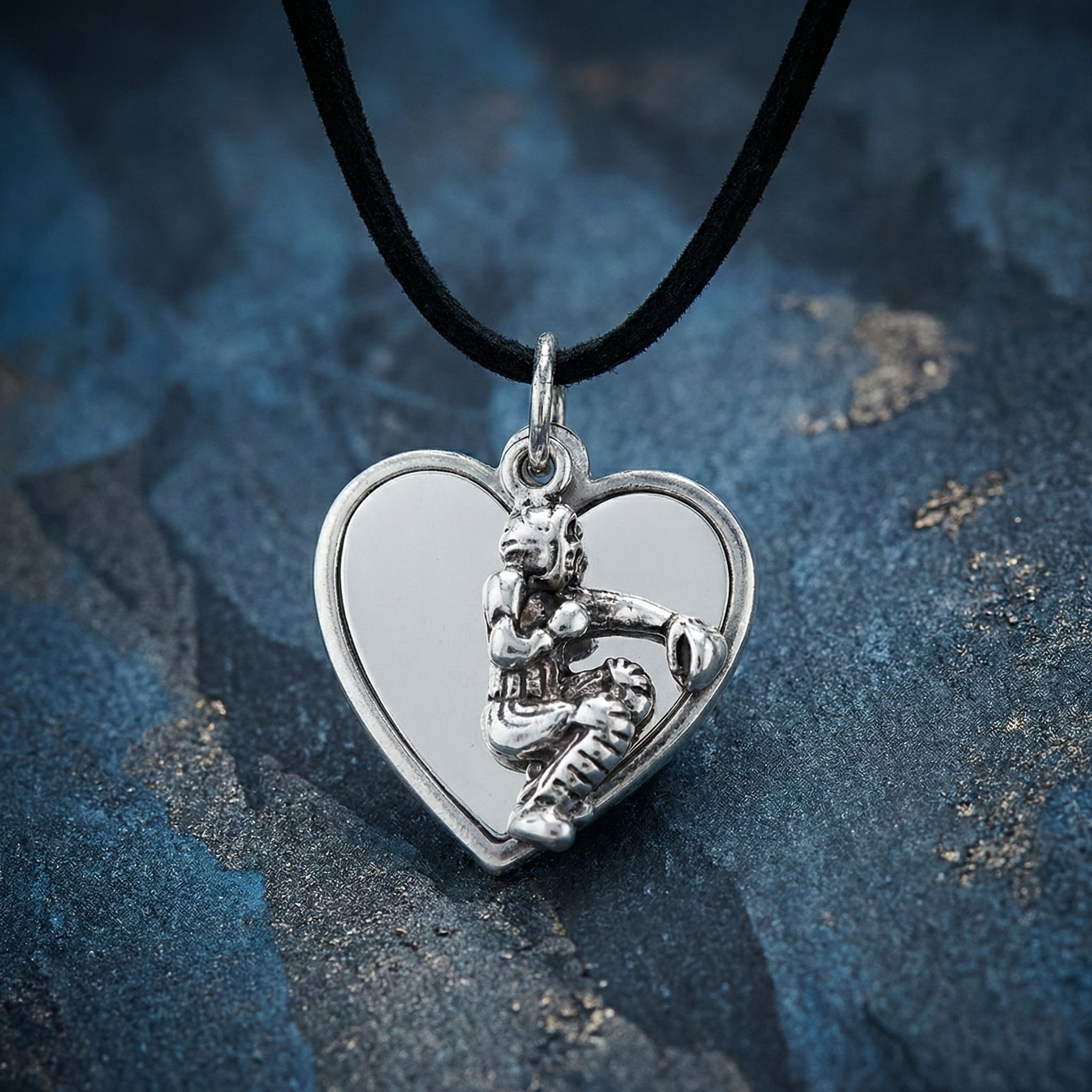baseball catcher white heart necklace on cool background