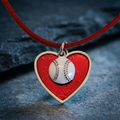 white baseball red heart necklace on slate background