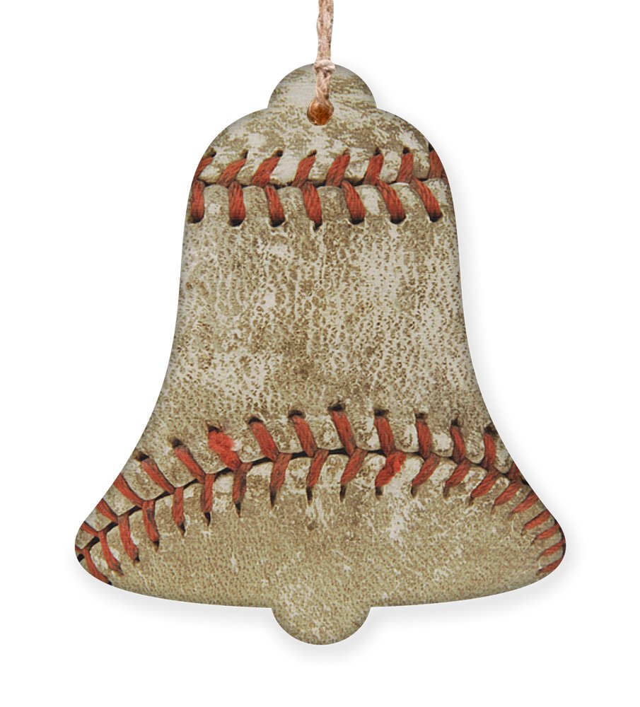 Baseball Wooden Christmas Bell Ornament on a white background