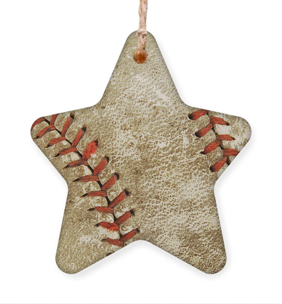 Baseball Wooden Christmas Star Ornament on a white background