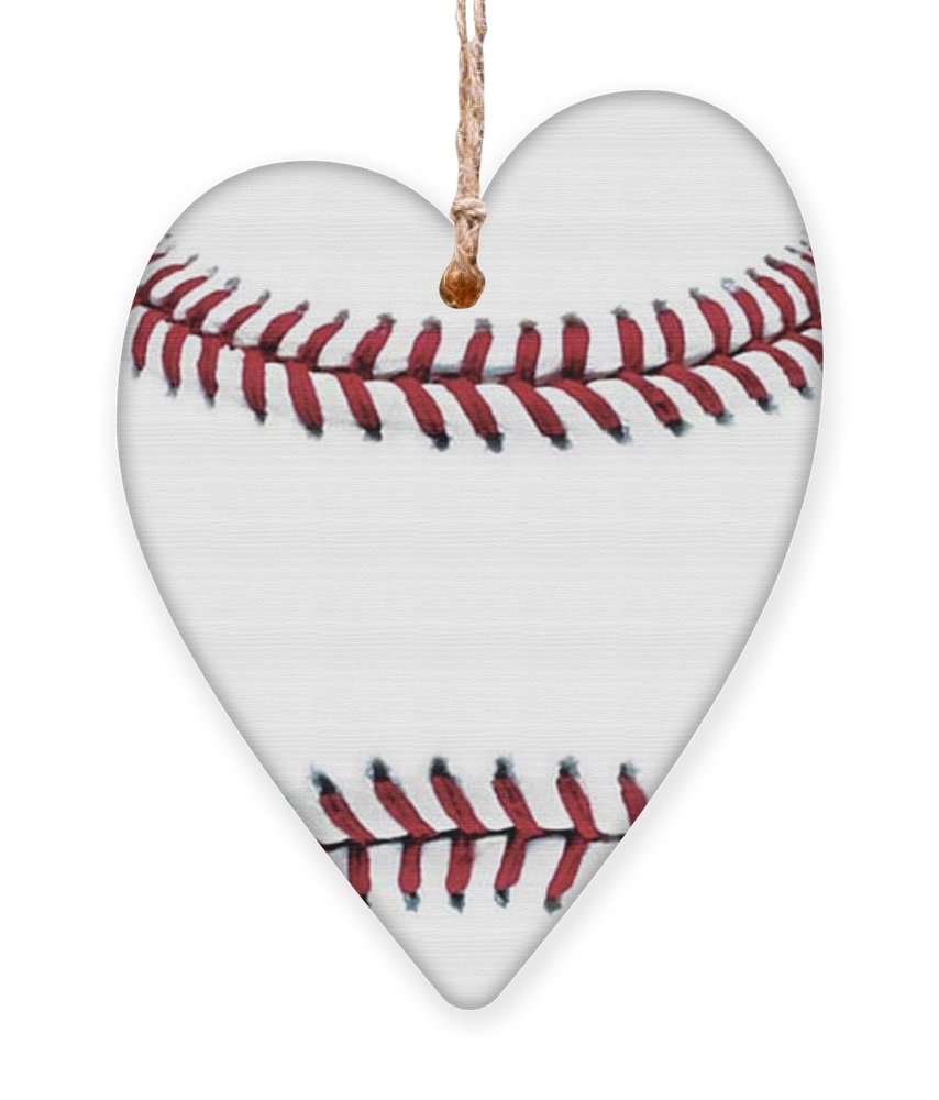 Baseball Wooden Christmas Heart Ornament on a white background