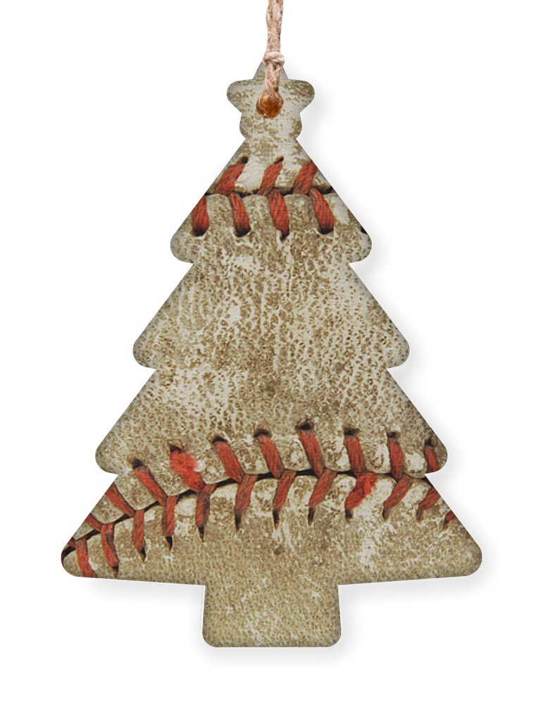 Baseball Wooden Christmas Tree Ornament on a white background