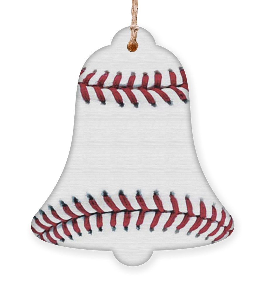 Baseball Wooden Christmas Bell Ornament on a white background