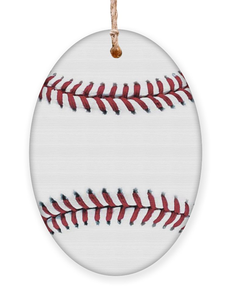 Baseball Wooden Christmas Oval Shaped Ornament on a white background