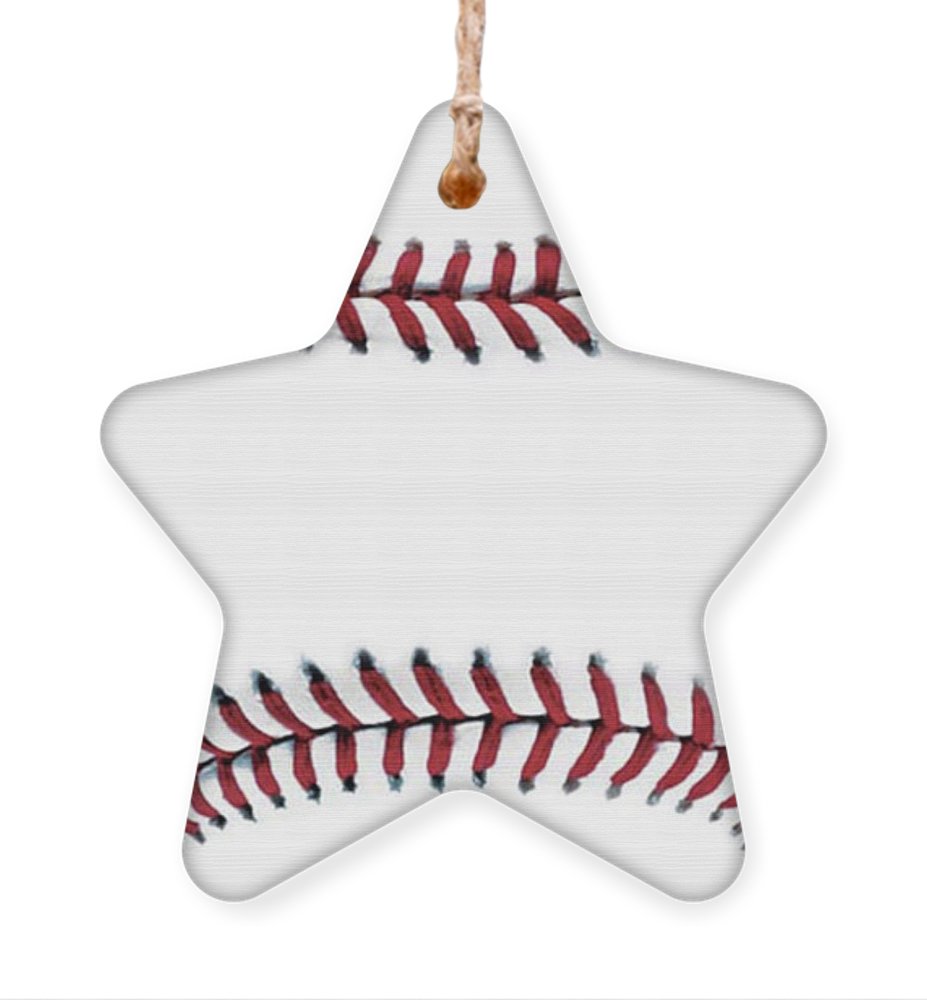 Baseball Wooden Christmas Star Ornament on a white background