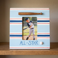 All-Star Baseball Wooden 4x6 Picture Frame on a wooden shelf